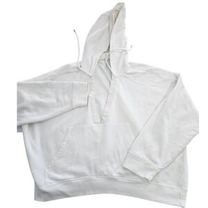 Fabletics Women's Oversized Cropped Hoodie Pullover Sweatshirt Size L White